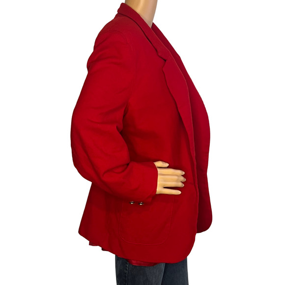 Vintage 80s 90s Pendleton Red Wool Blazer with Crest XL - Picture 2 of 6